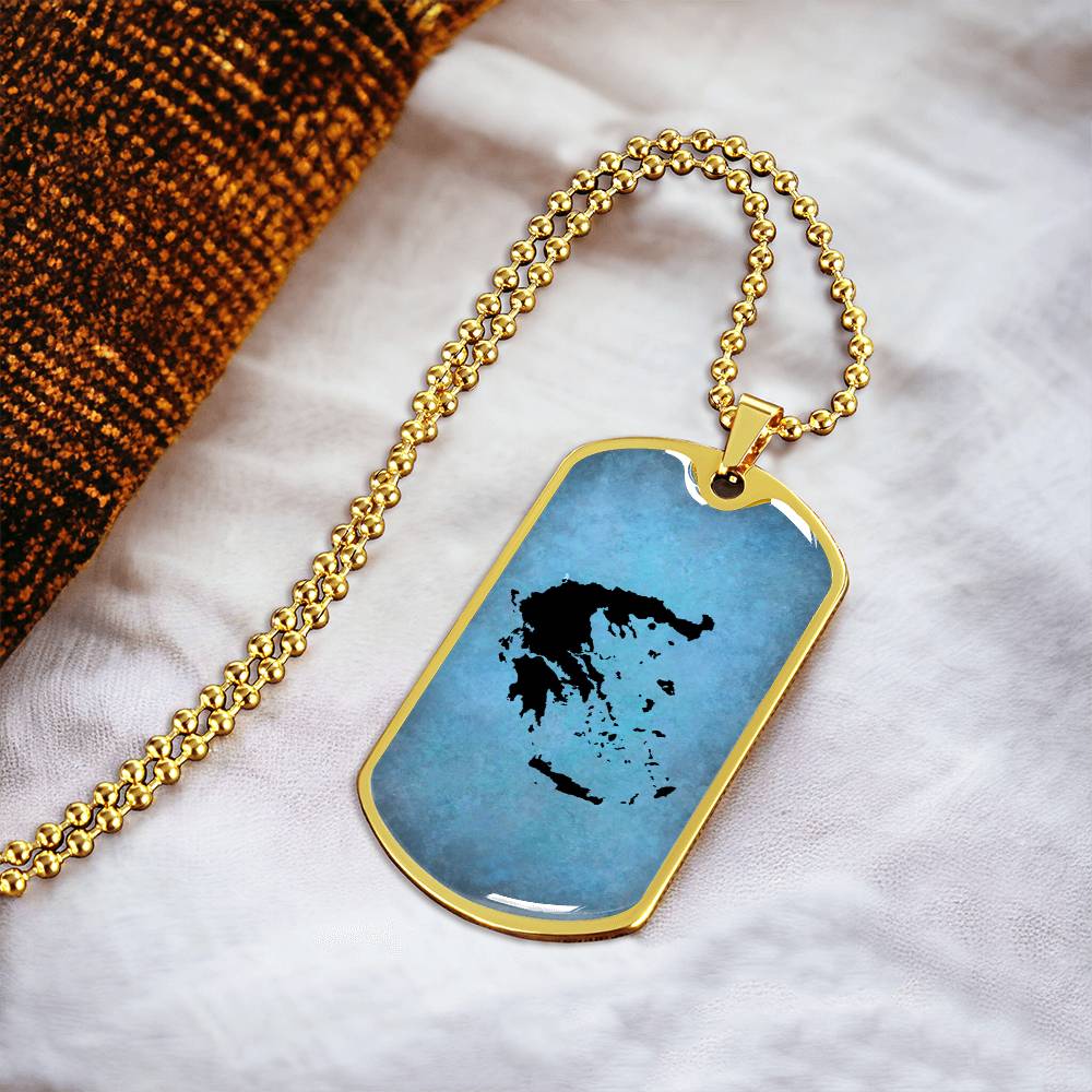 Greece Dog Tag Necklace - Army Tag Necklace, Dog Tag Necklace