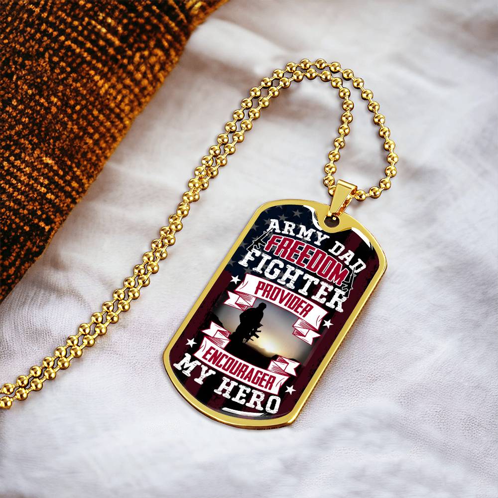 Collection Dad - Army Freedom - Dog Tag Necklace - Army Tag Necklace, Dog Tag Necklace