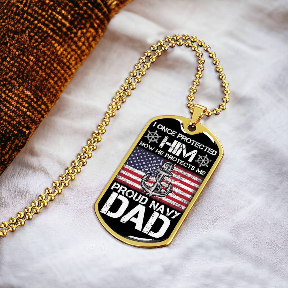 Proud Navy Dad , Navy Dad Gift, Proud Navy Dad Dog Tag, Fathers Day Gift For Navy Dad, Dog Tag Gift For Proud Navy Dad - Army Tag Necklace, Dog Tag Necklace
