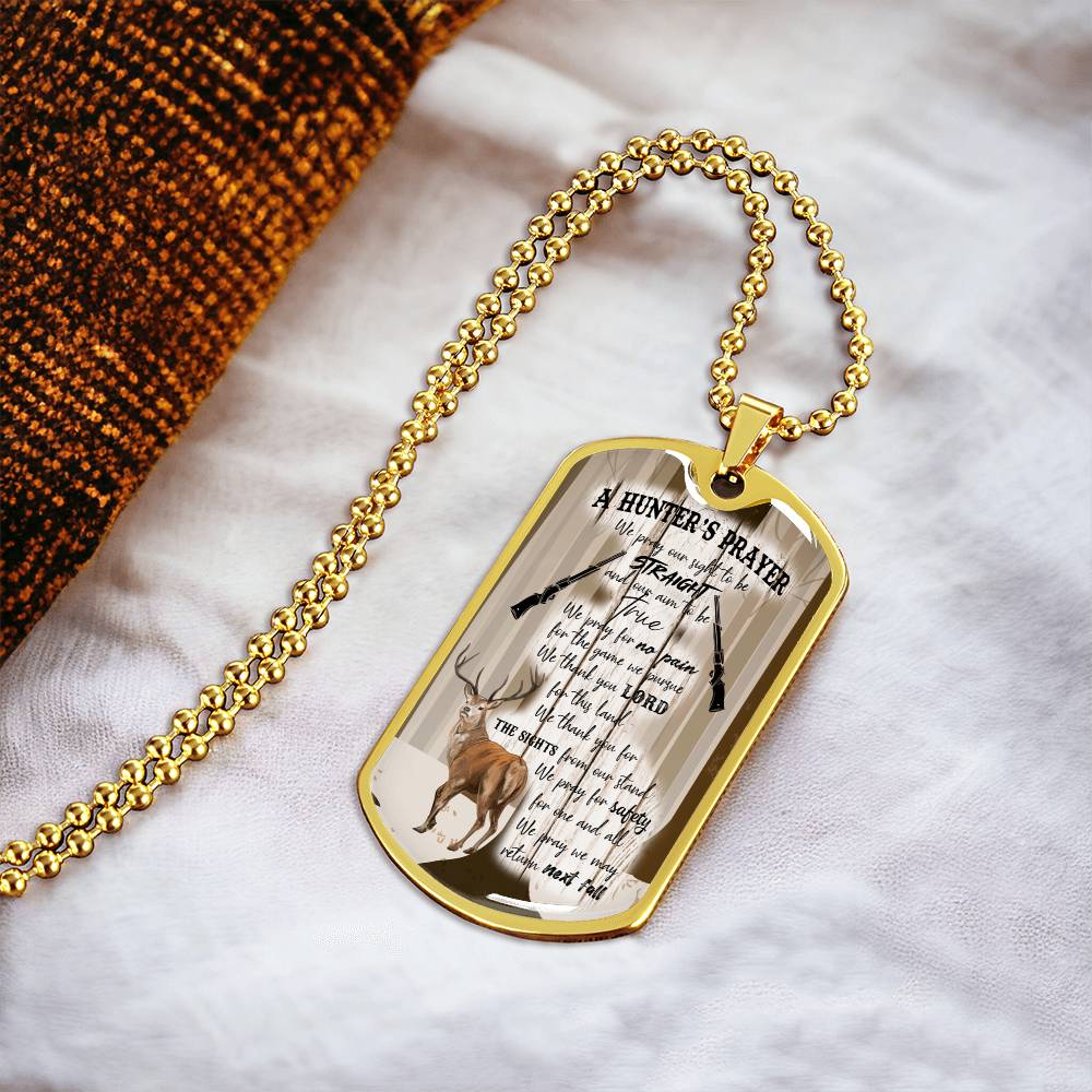 A Hunter's Prayer Dog Tag Pendant - Army Tag Necklace, Dog Tag Necklace