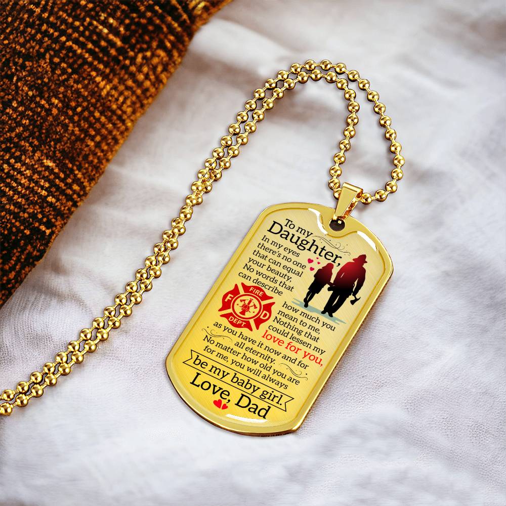 Firefighter's Daughter - Premium Dog Tag - Army Tag Necklace, Dog Tag Necklace