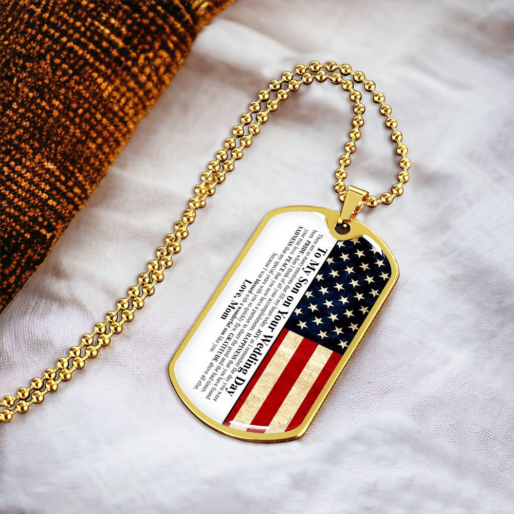 To My Son On Your Wedding Day - Army Tag Necklace, Dog Tag Necklace