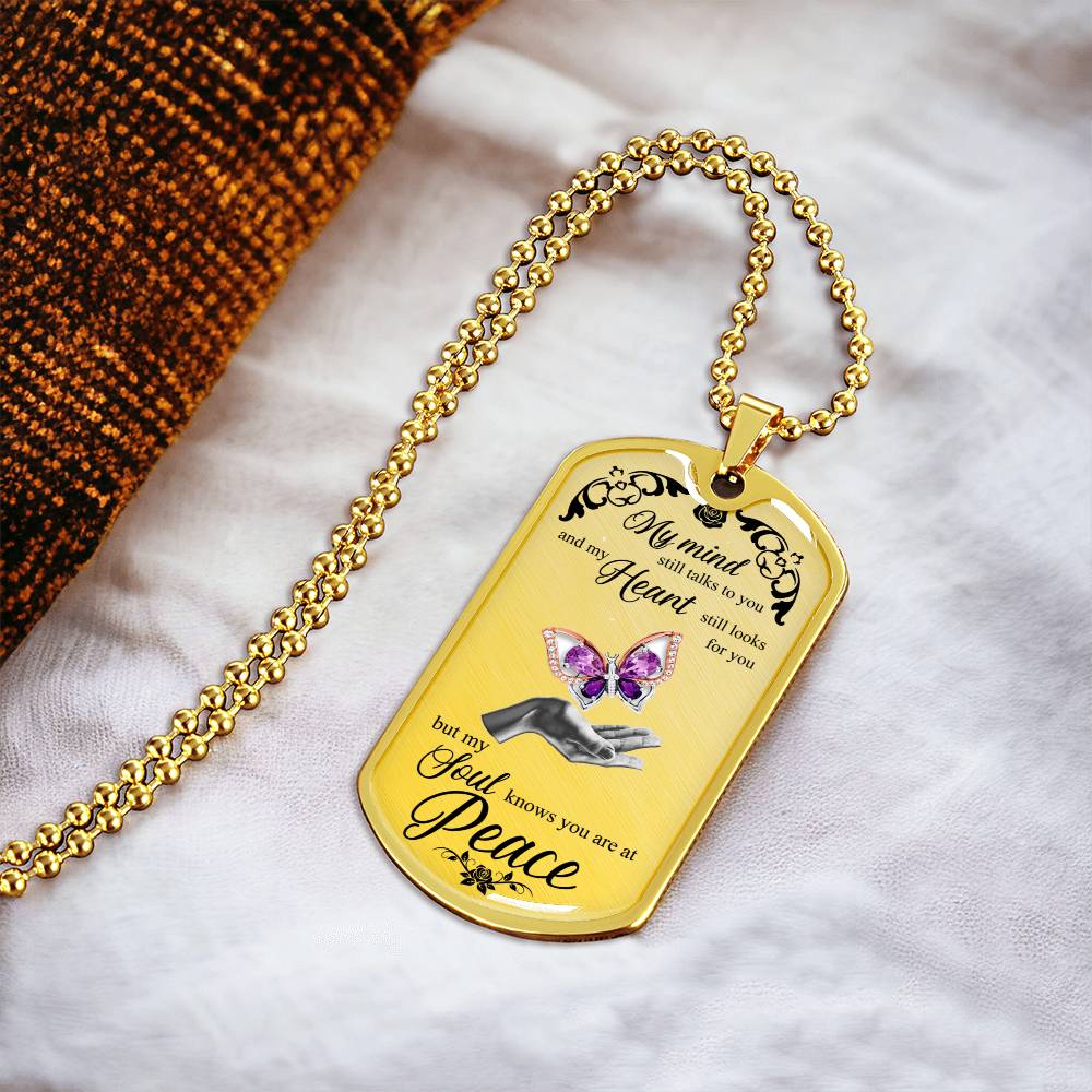 Gem Butterfly On Lady Hand Luxury Dog Tag - Army Tag Necklace, Dog Tag Necklace