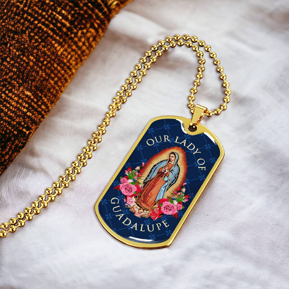 Our Lady Of Guadalupe Luxury Dog Tag Necklace - Army Tag Necklace, Dog Tag Necklace
