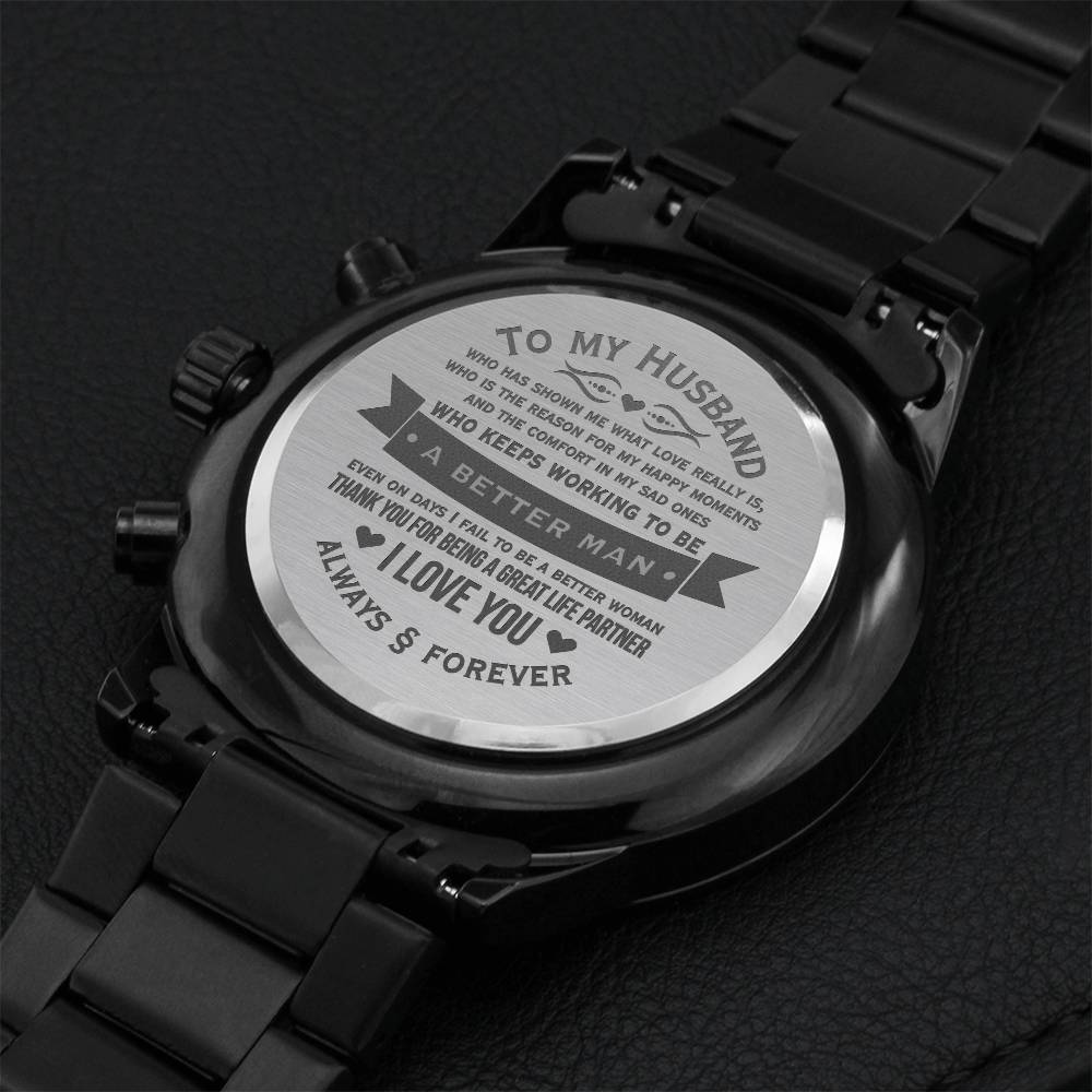 To My Husband - Engraved Watch 1 Engraving Chronograph Watch