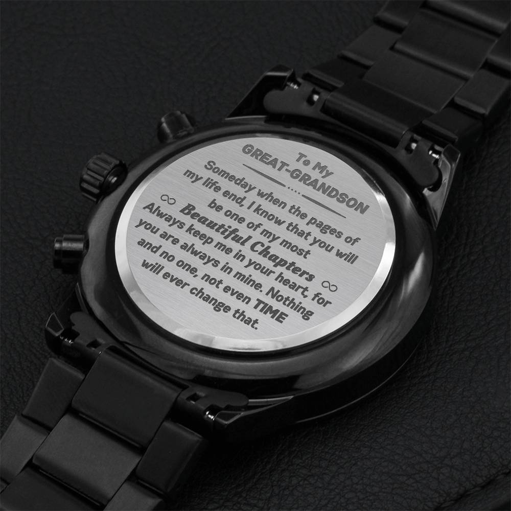 Great-grandson Most Beautiful Chapters - Chronograph Watch Engraving Chronograph Watch