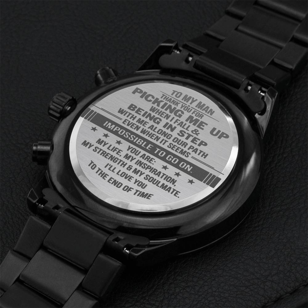 Gift For Your Man - Being In Step With Me - Watch Engraving Chronograph Watch