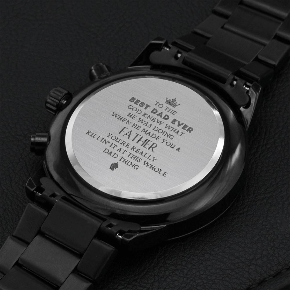To The Best Dad Ever Engraving Chronograph Watch