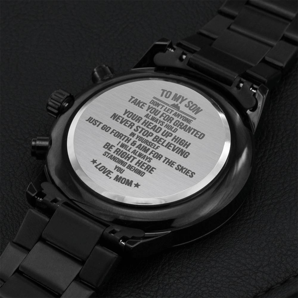 Just Go Forth Aim For The Skies - Great Gift For Son Engraving Chronograph Watch