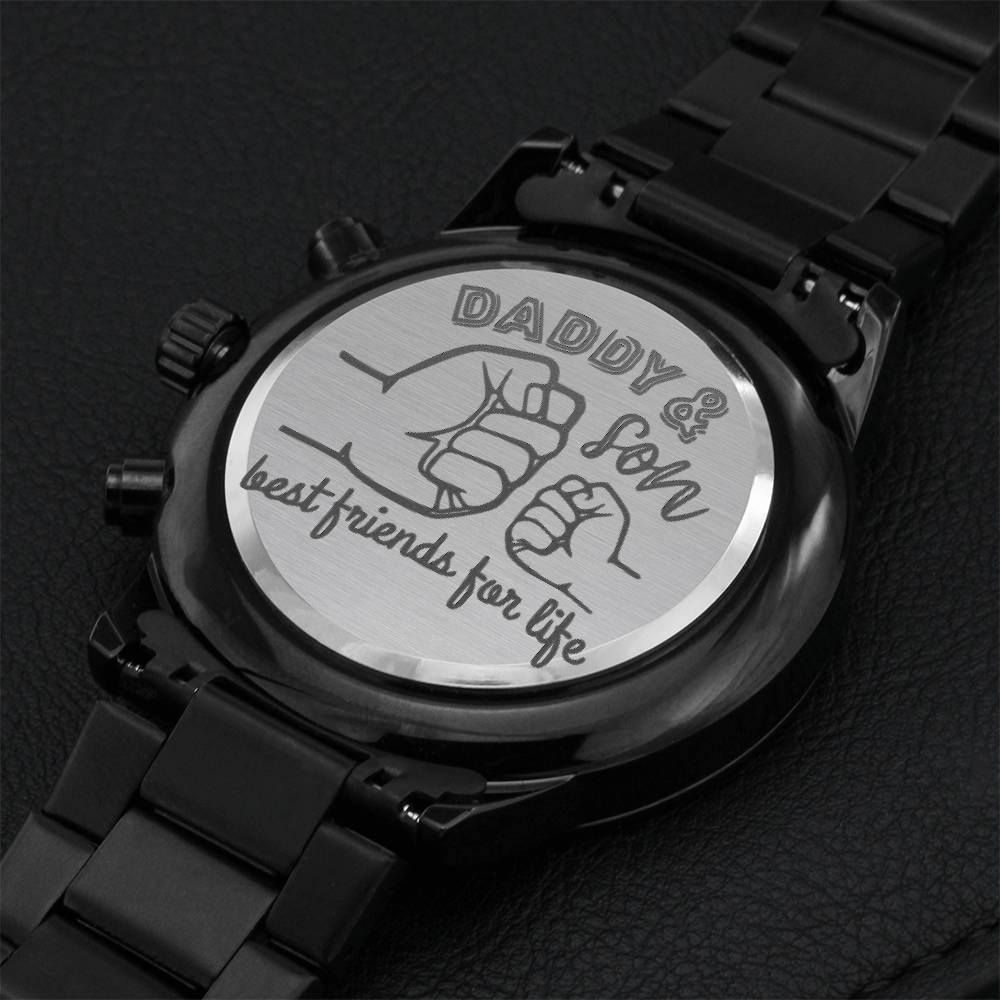 Daddy And Son Best Friends For Life Engraved Watch Engraving Chronograph Watch