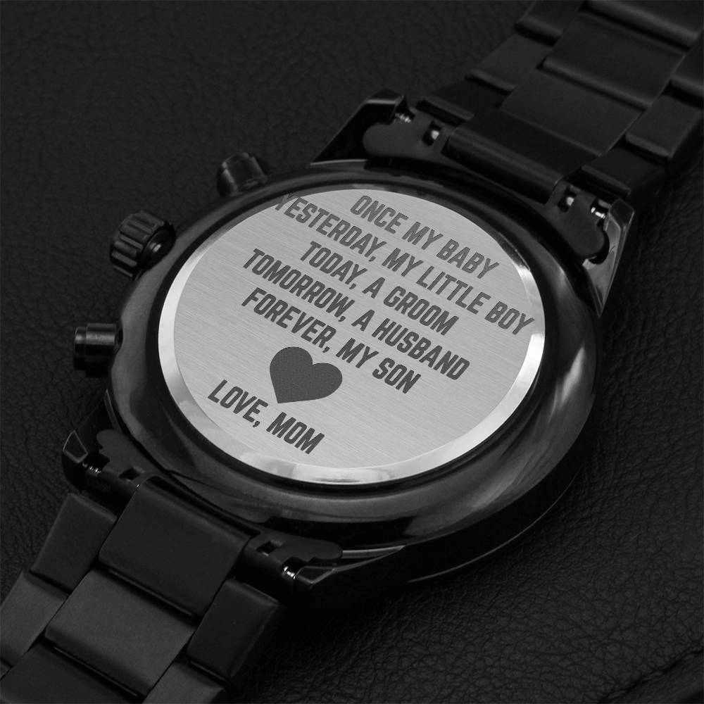 To My Son On His Wedding Day From His Mom Engraving Chronograph Watch