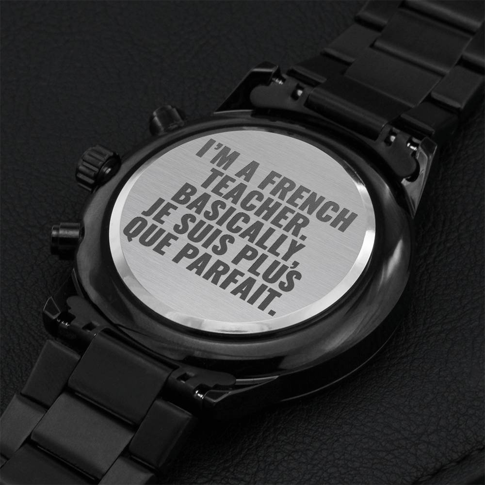 French Teacher Watch Engraving Chronograph Watch