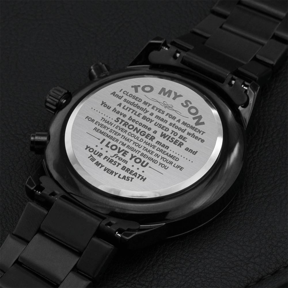 Gift For Son - Stronger Man - Watch Engraving Chronograph Watch