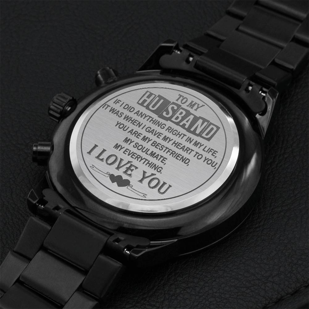 To My Husband Engraved Watch Gifts For Husband Anniversary Wedding Gift Birthday 1st Anniversary Gift For Husband Engraving Chronograph Watch