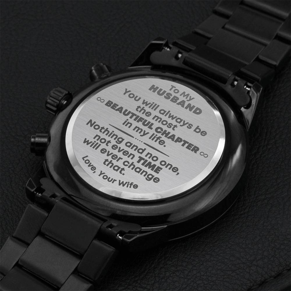 Husband Most Beautiful Chapters - Chronograph Watch Engraving Chronograph Watch