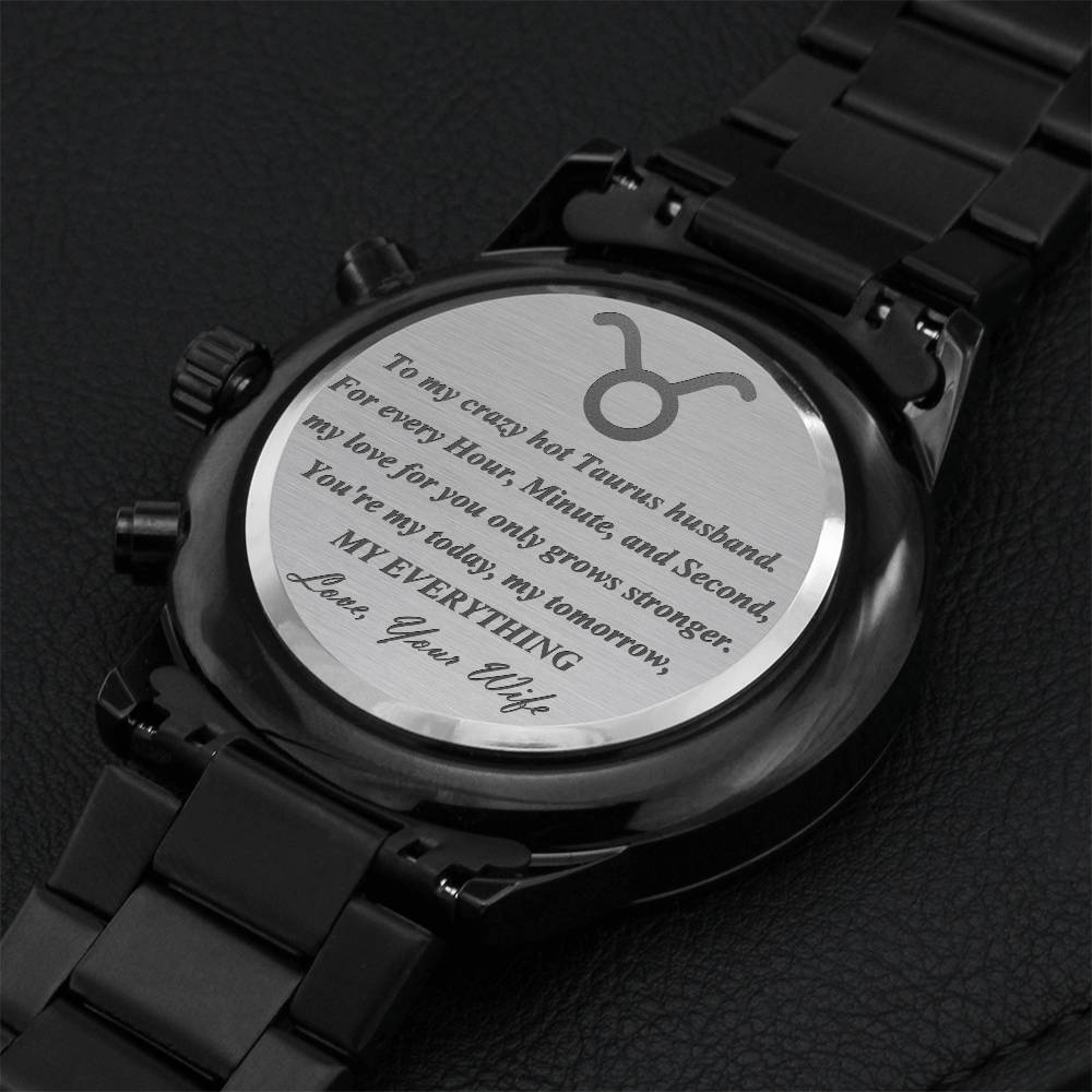 Taurus Husband Stainless Steel Watch Engraving Chronograph Watch