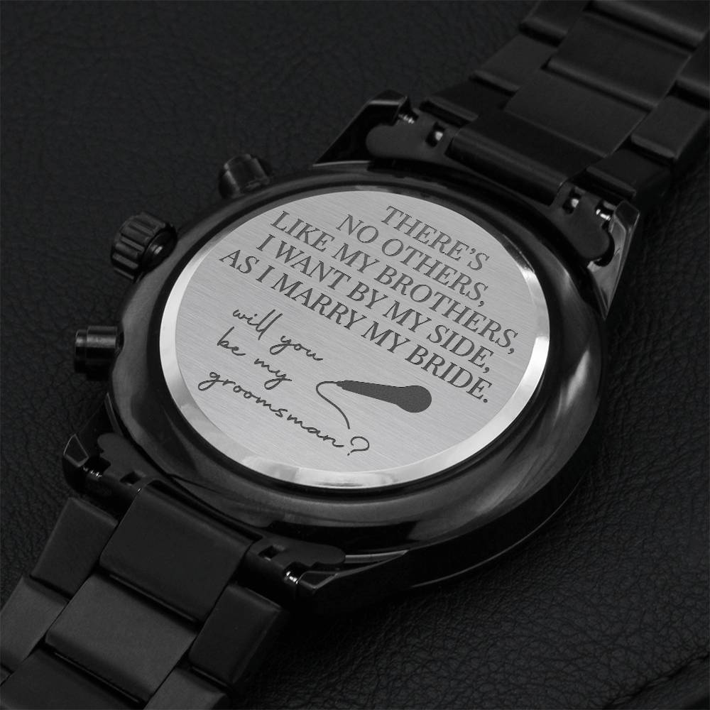 No Others Like My Brothers Engraving Chronograph Watch