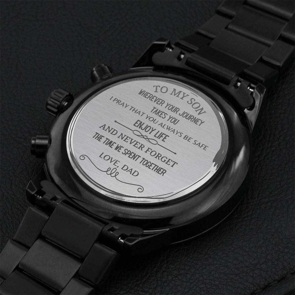Enjoy Life Son Engraved Watch For Men Engraving Chronograph Watch