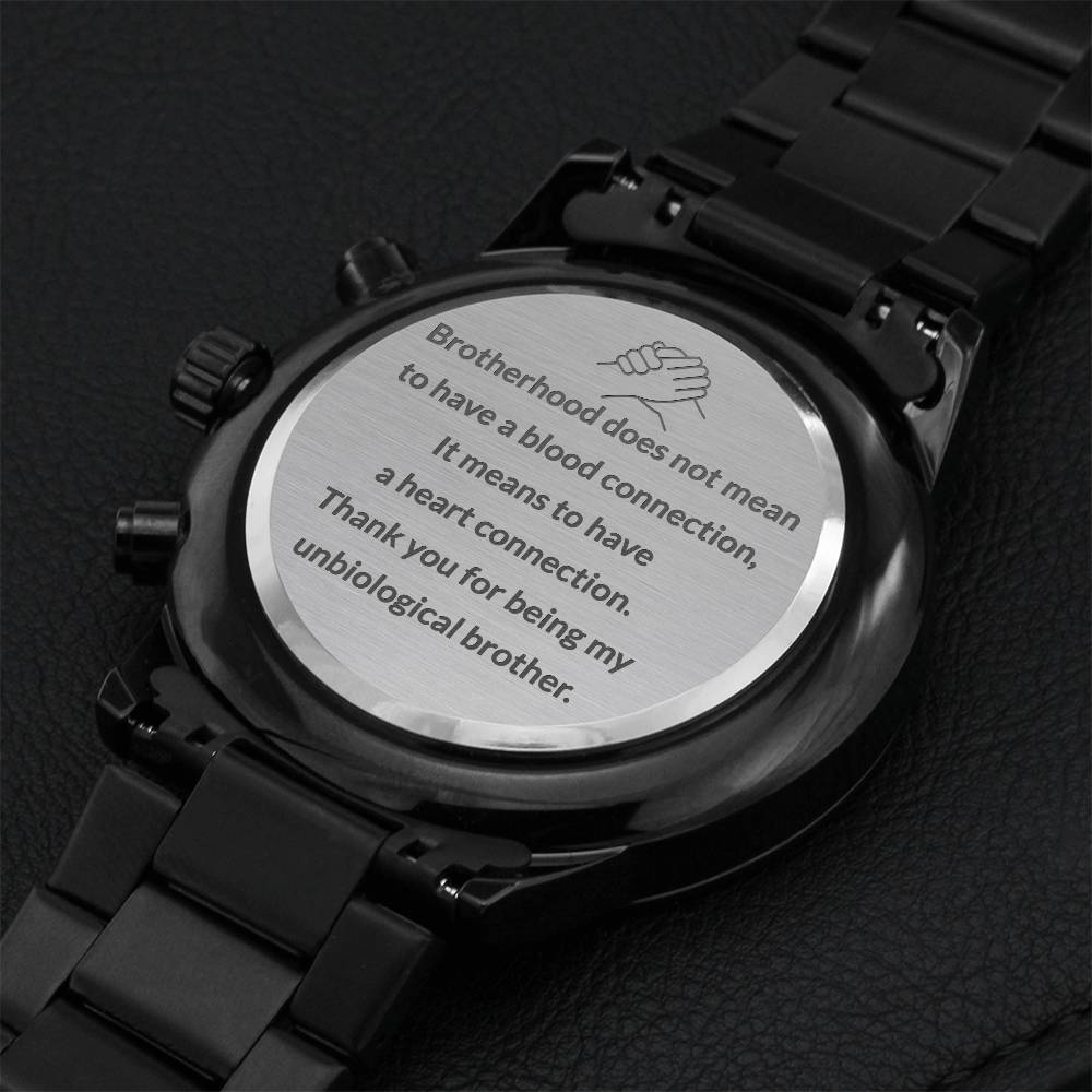 Best Gift For Unbiological Brother. Engraving Chronograph Watch