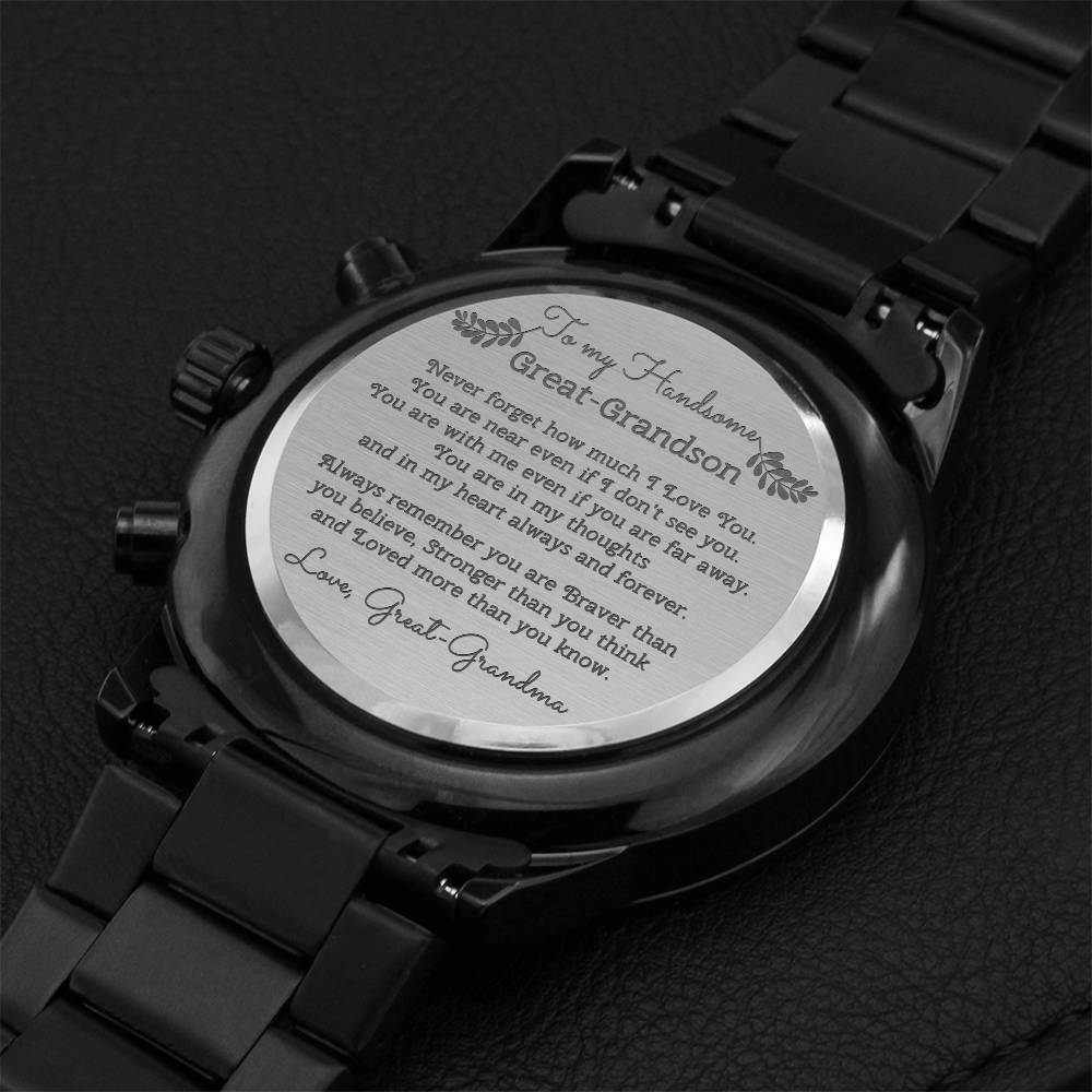 To My Handsome Great-grandson Engraving Chronograph Watch