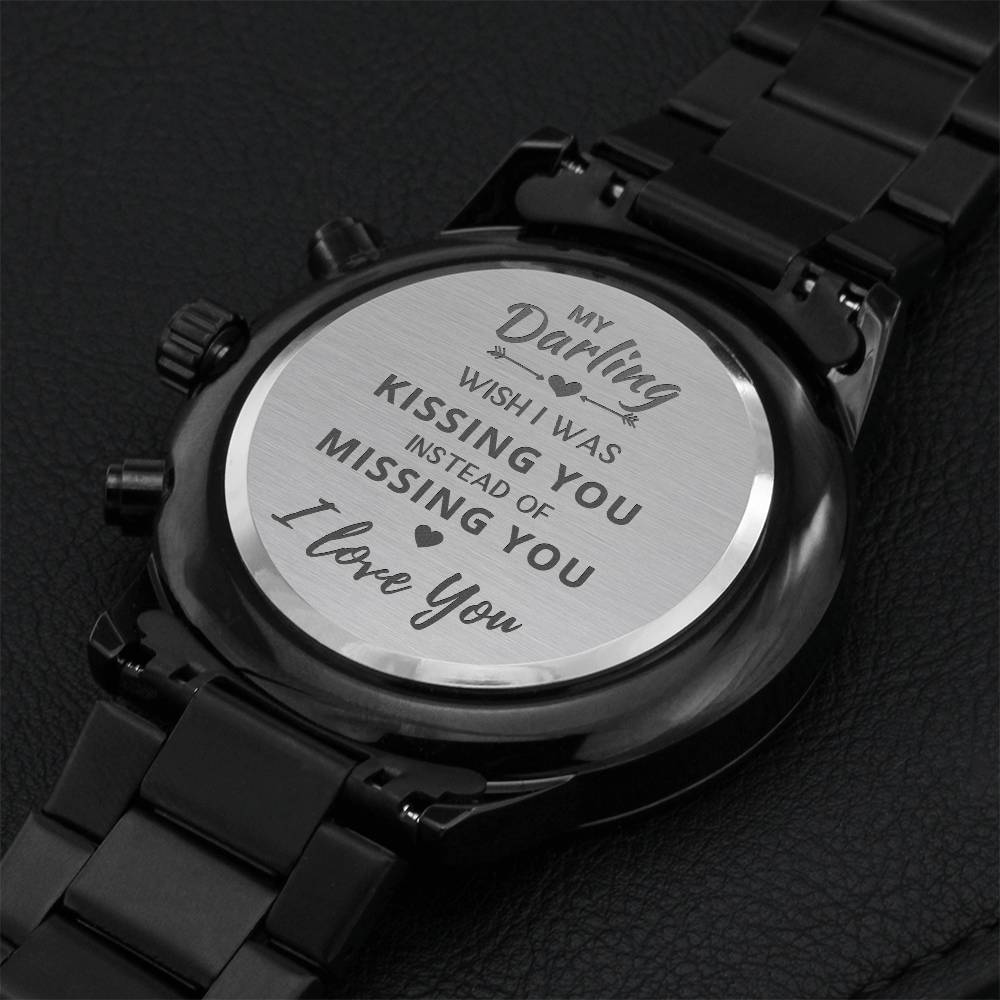 Miss You Long Distance Relationship Gift For Him Boyfriend Gift Engraving Chronograph Watch
