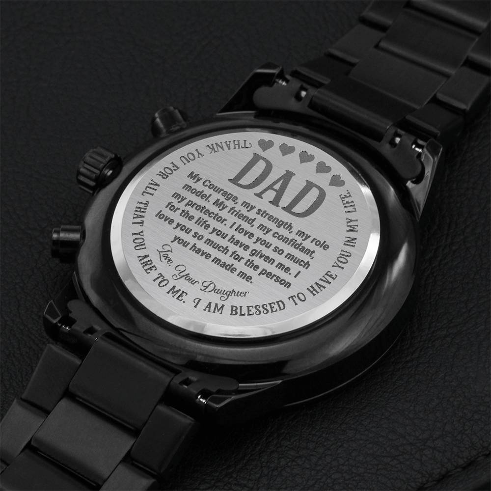 Fathers Day Gift Engraved Watch Gift For Dad Unique Dad Gift Daughter To Dad Gift Daddy Watch Thank You Dad Meaningful Dad Gift Engraving Chronograph Watch