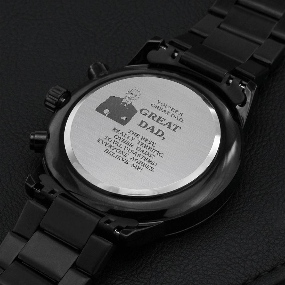 Great Dad Chronograph Watch Gift For Father's Day Engraving Chronograph Watch