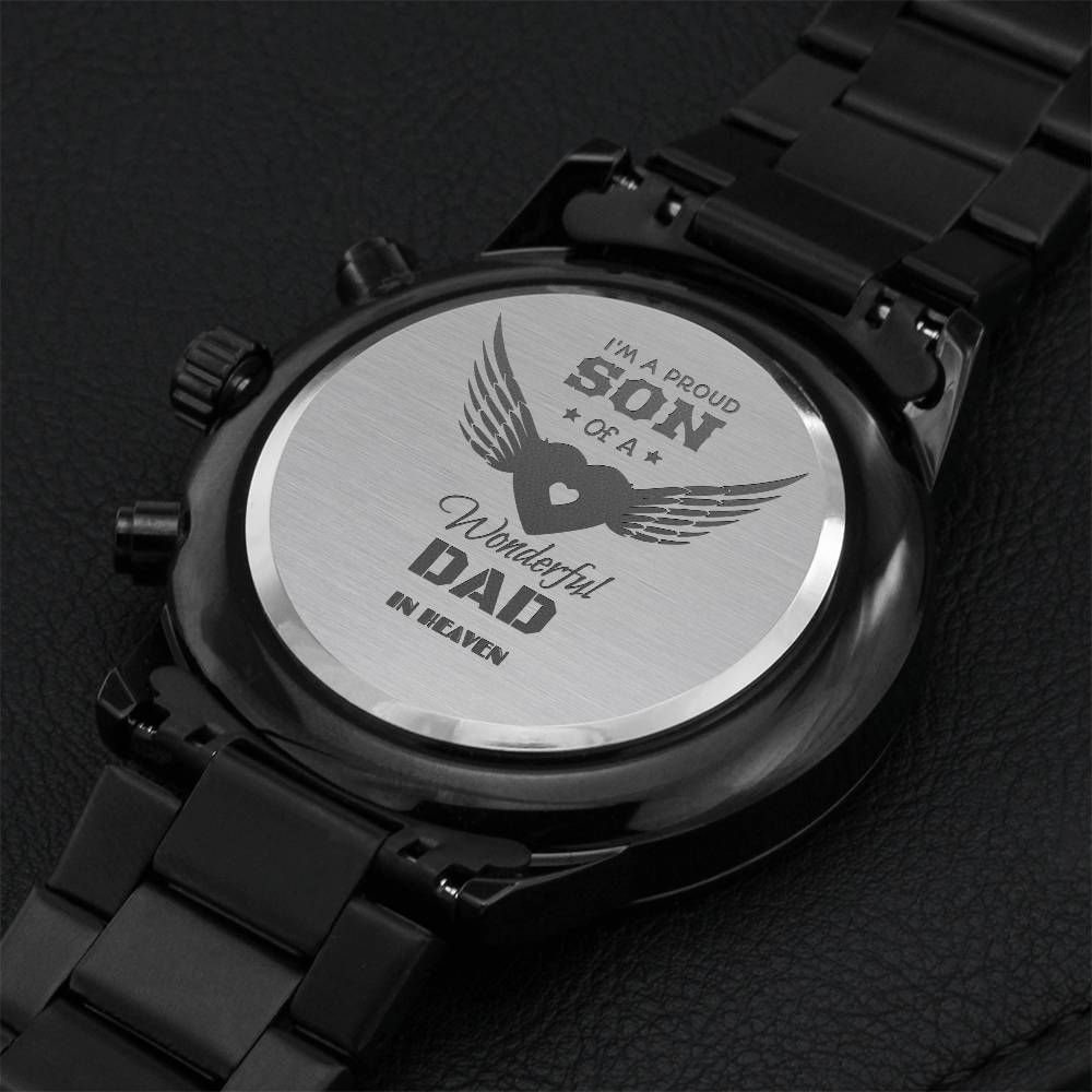 Proud Son Of A Wonderful Dad In Heaven Engraving Chronograph Watch