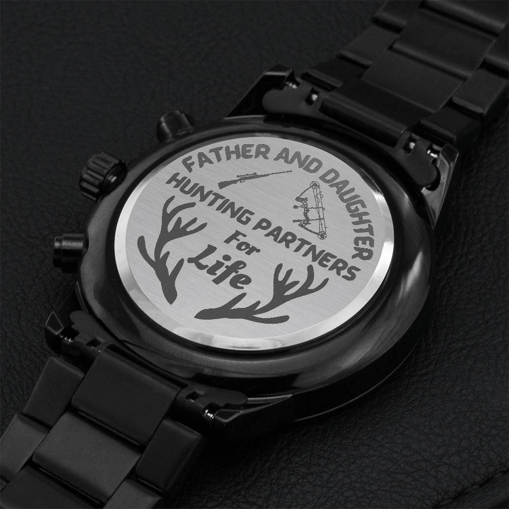 Father And Daughter Hunting Partners For Life Engraved Watch Engraving Chronograph Watch