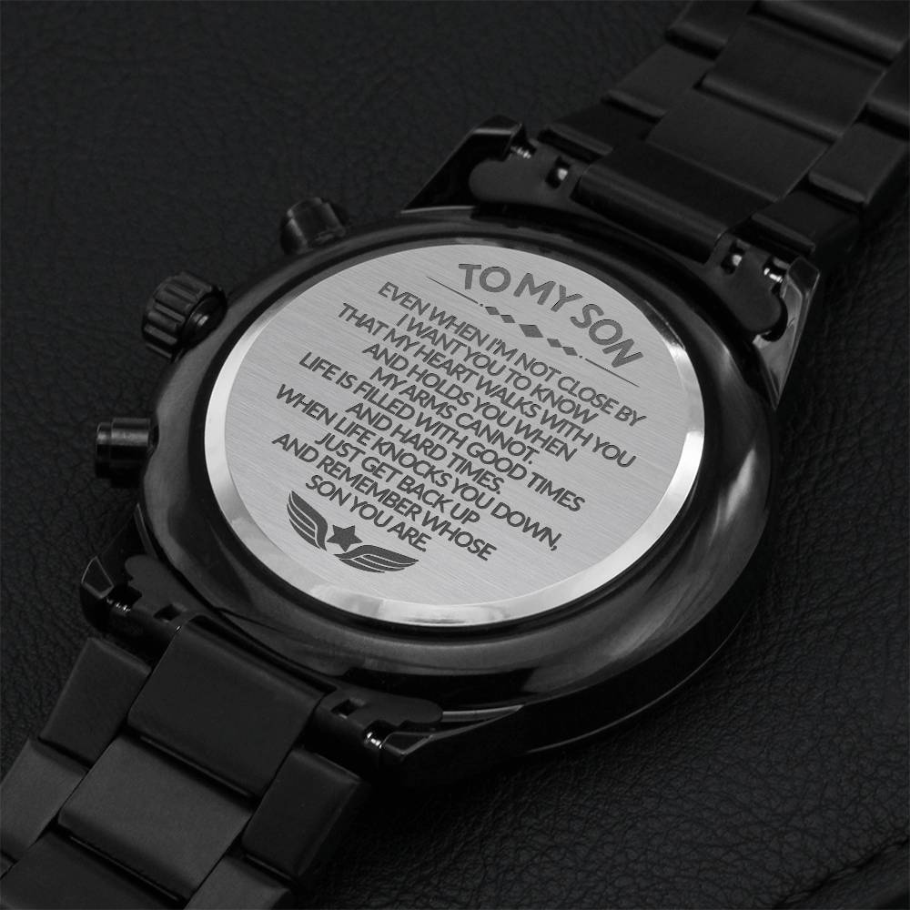 To My Son - Chronograph Laser Engraved Watch - Gy04 Engraving Chronograph Watch