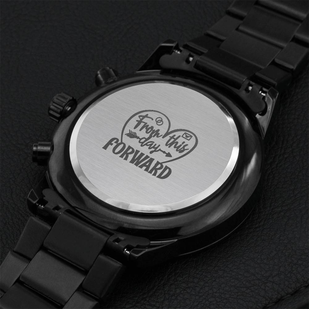 From This Day Forward Black Chronograph Watch Engraving Chronograph Watch