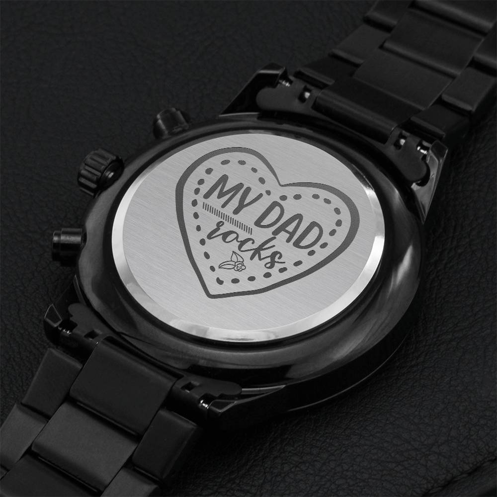 My Dad Rocks Engraving Chronograph Watch