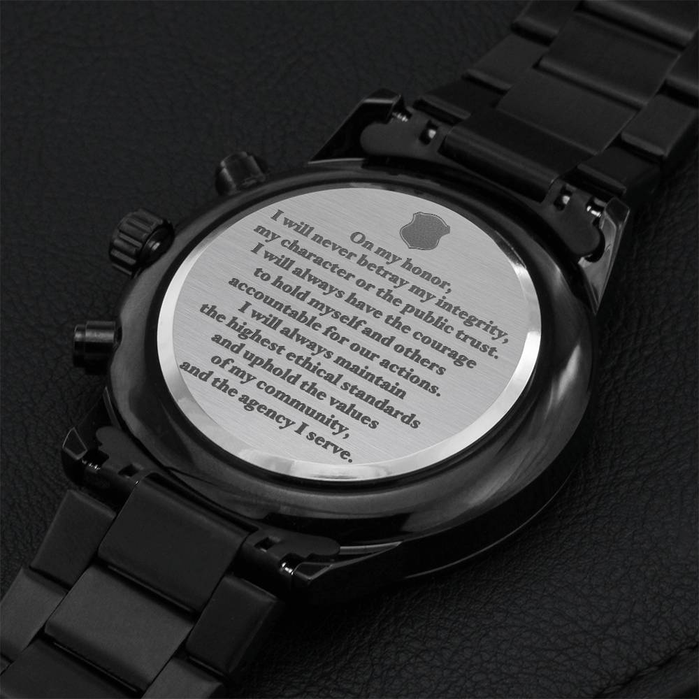 Engraved Law Enforcement Oath Of Honor Engraved Watch Gift For Police Officer Graduation From Academy Present Sentimental Gift For Cop Engraving Chronograph Watch