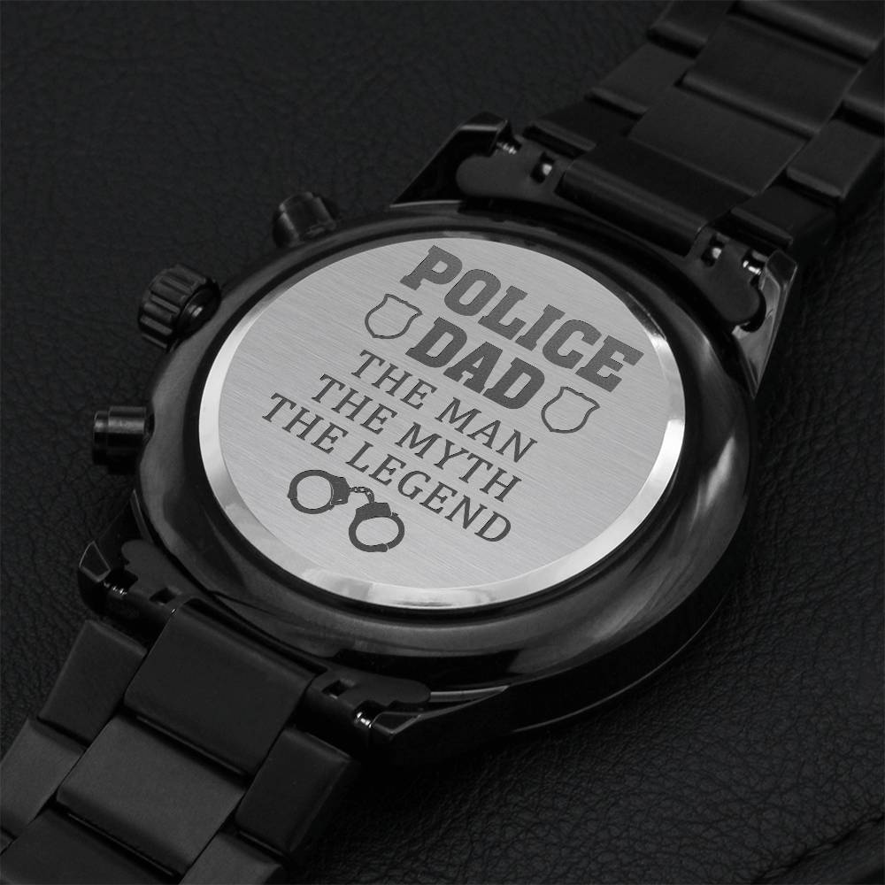 Police Dad Gift- Police Dad Watch- Father's Day Gift-police Gift Engraving Chronograph Watch