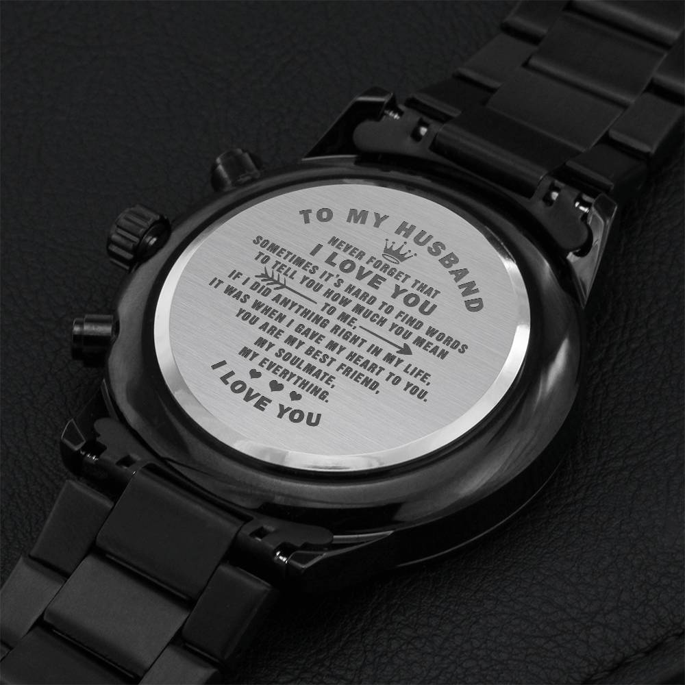 To My Husband - Engraved Chronograph Watch Engraving Chronograph Watch