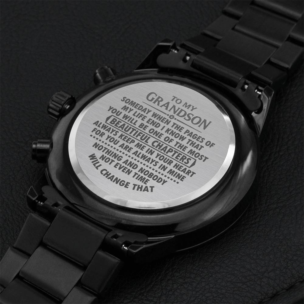 A Heart Melting Gifts For Grandson - Chronograph Watch Engraving Chronograph Watch