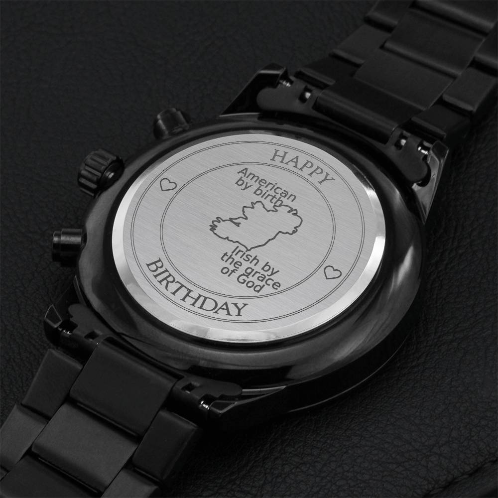 Irish American B-day Watch Engraving Chronograph Watch
