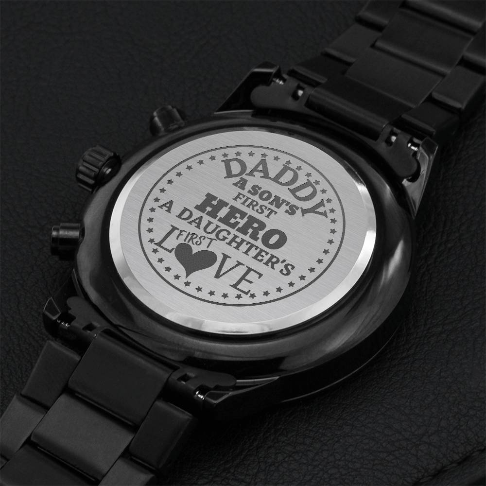 Hero Dad Engraved Watch. Engraving Chronograph Watch