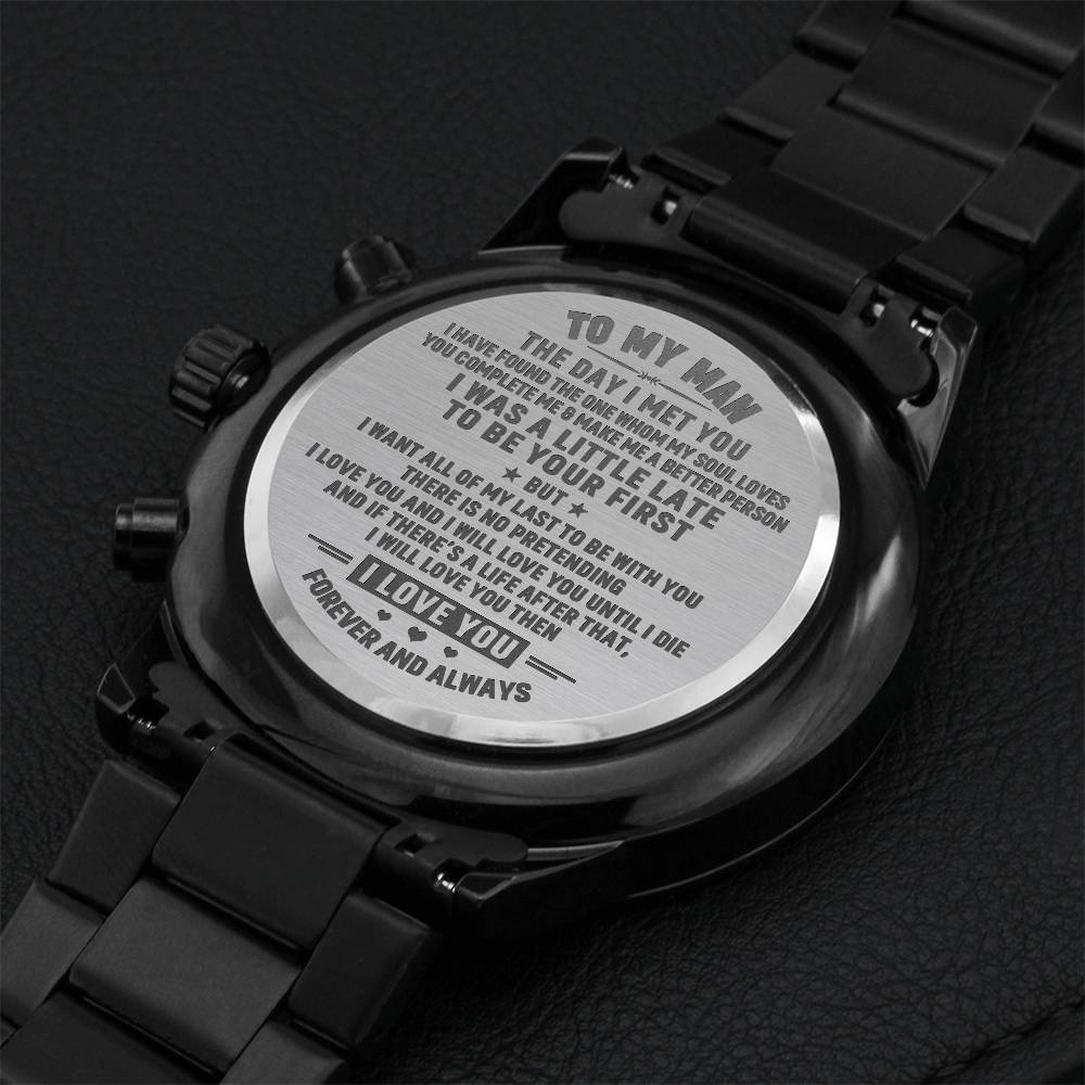 To My Man I Love You Forever Engraved Watch Engraving Chronograph Watch