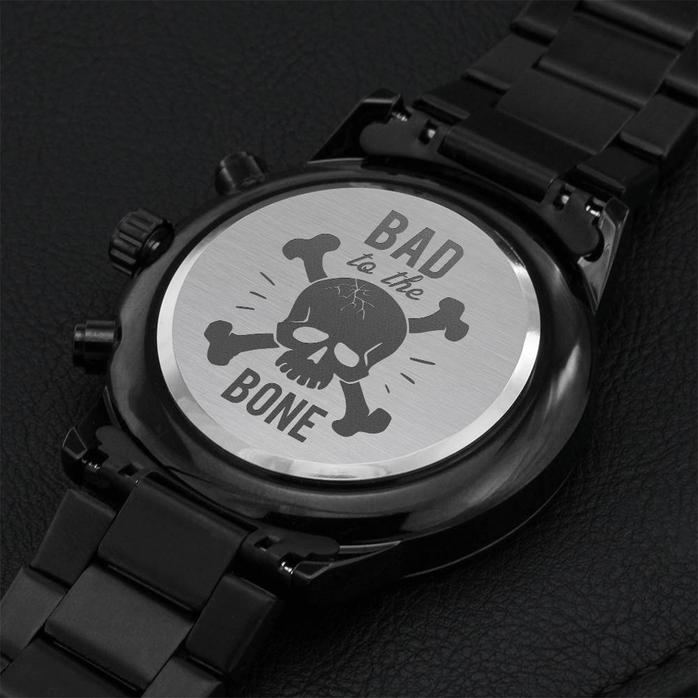 Bad To The Bone Skull And Crossbones Chronograph Watch Engraving Chronograph Watch
