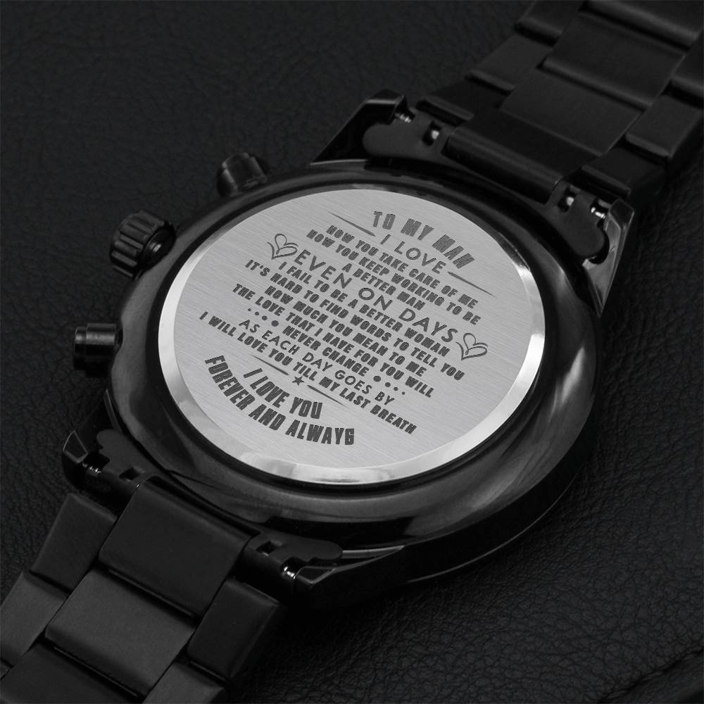 To My Man Engraved Chronograph Watch Engraving Chronograph Watch