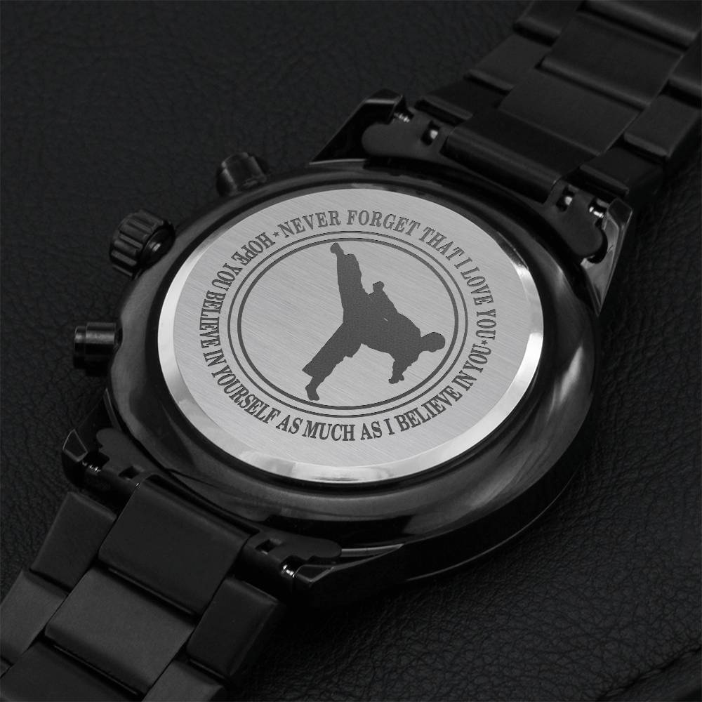 To My Taekwondo Son Engraving Chronograph Watch