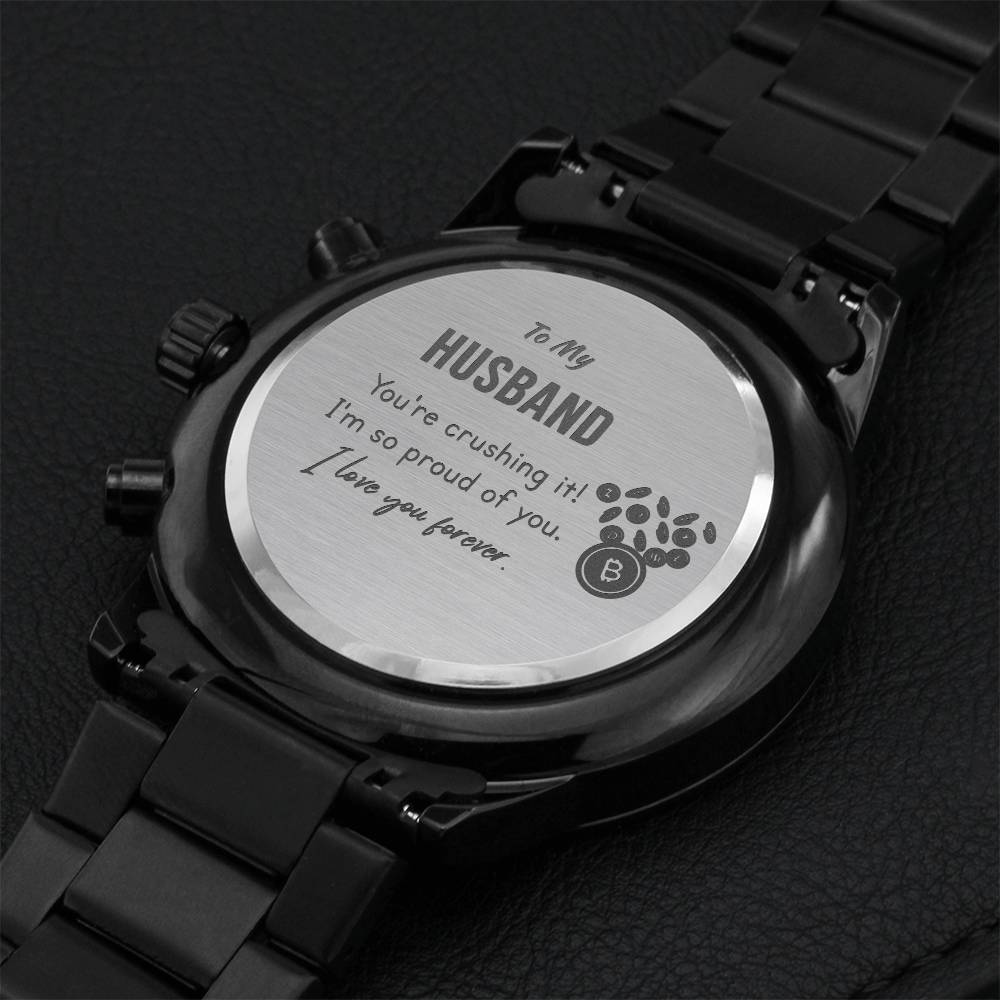 Crypto Husband Watch Gift Engraving Chronograph Watch