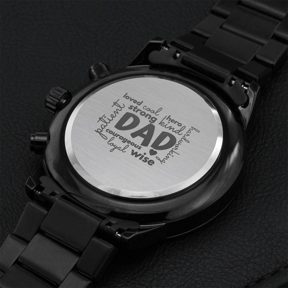 Blessed With Many Words Design Black Chronograph Watch 1 Engraving Chronograph Watch