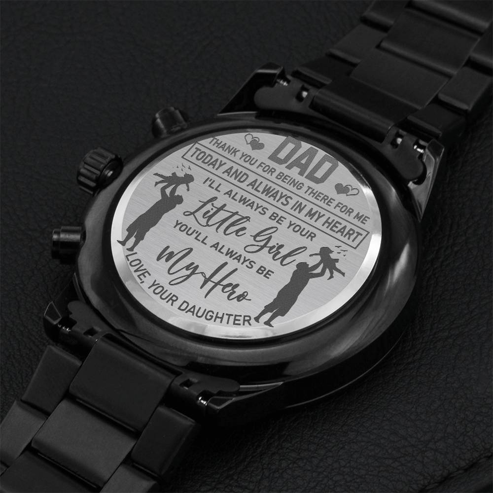To My Dad - You'll Always Be My Hero. Engraving Chronograph Watch