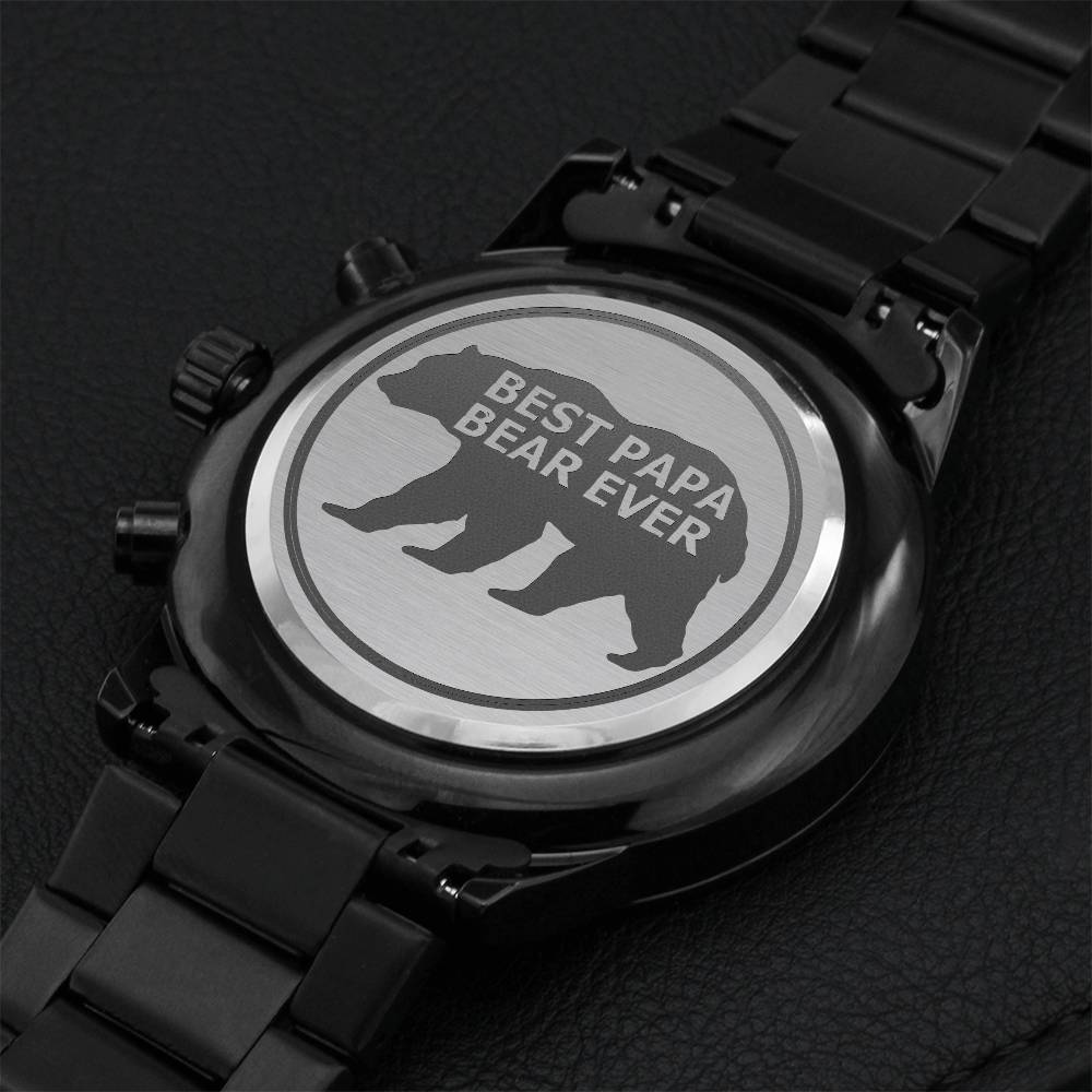 Best Papa Bear Ever Engraved Watch Engraving Chronograph Watch