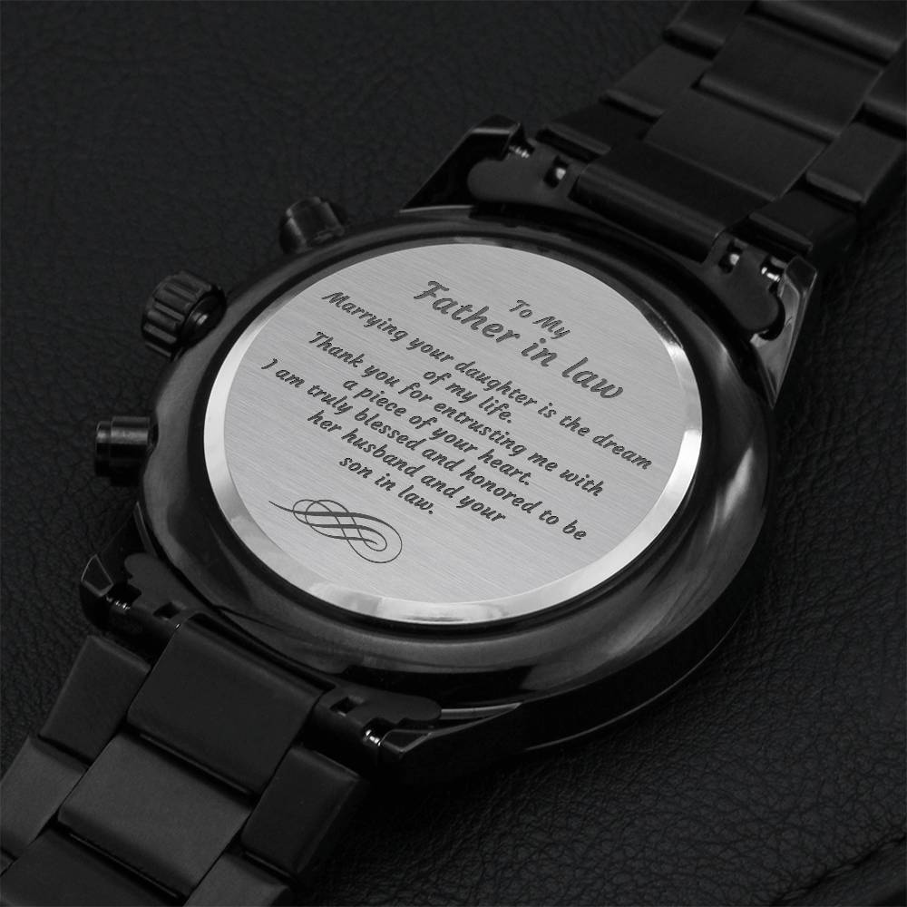 Father Of The Bride Gift From Groom Father In Law Wedding Gift Father In Law Gift From Groom 1 Engraving Chronograph Watch