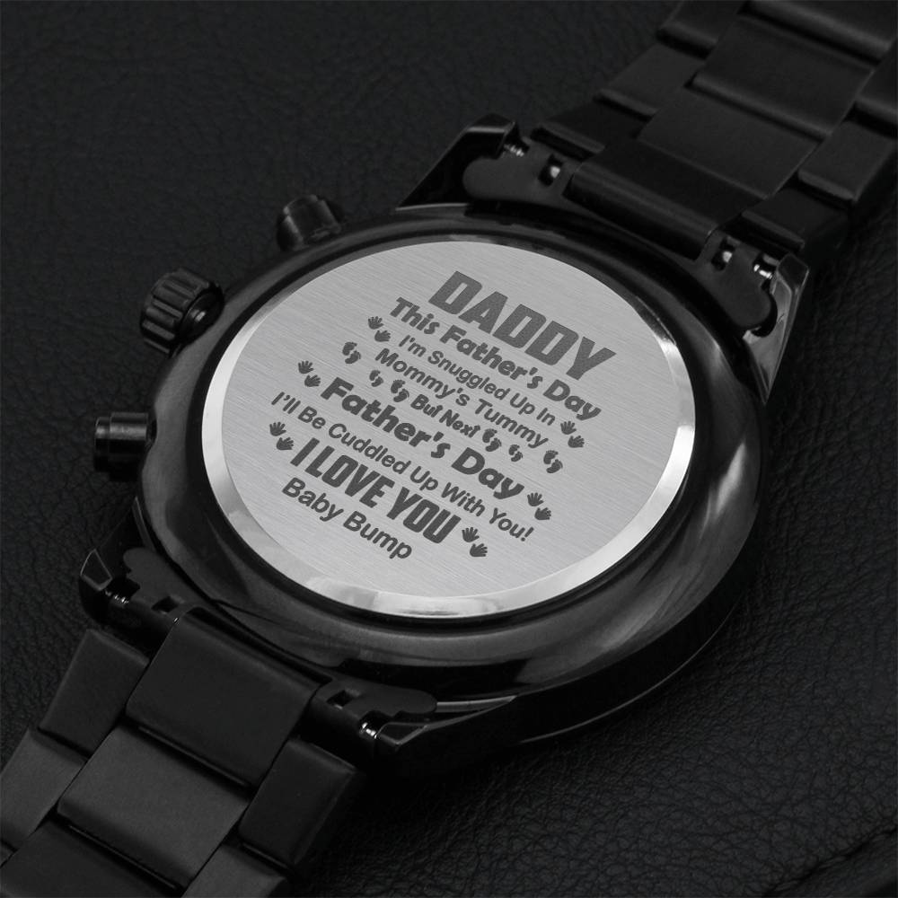 New Daddy Watch - I Can't Wait To Meet You Engraving Chronograph Watch
