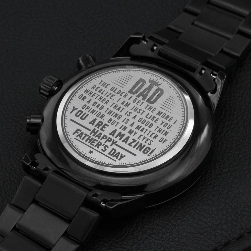 Engraved Black Chronograph Watch Engraving Chronograph Watch