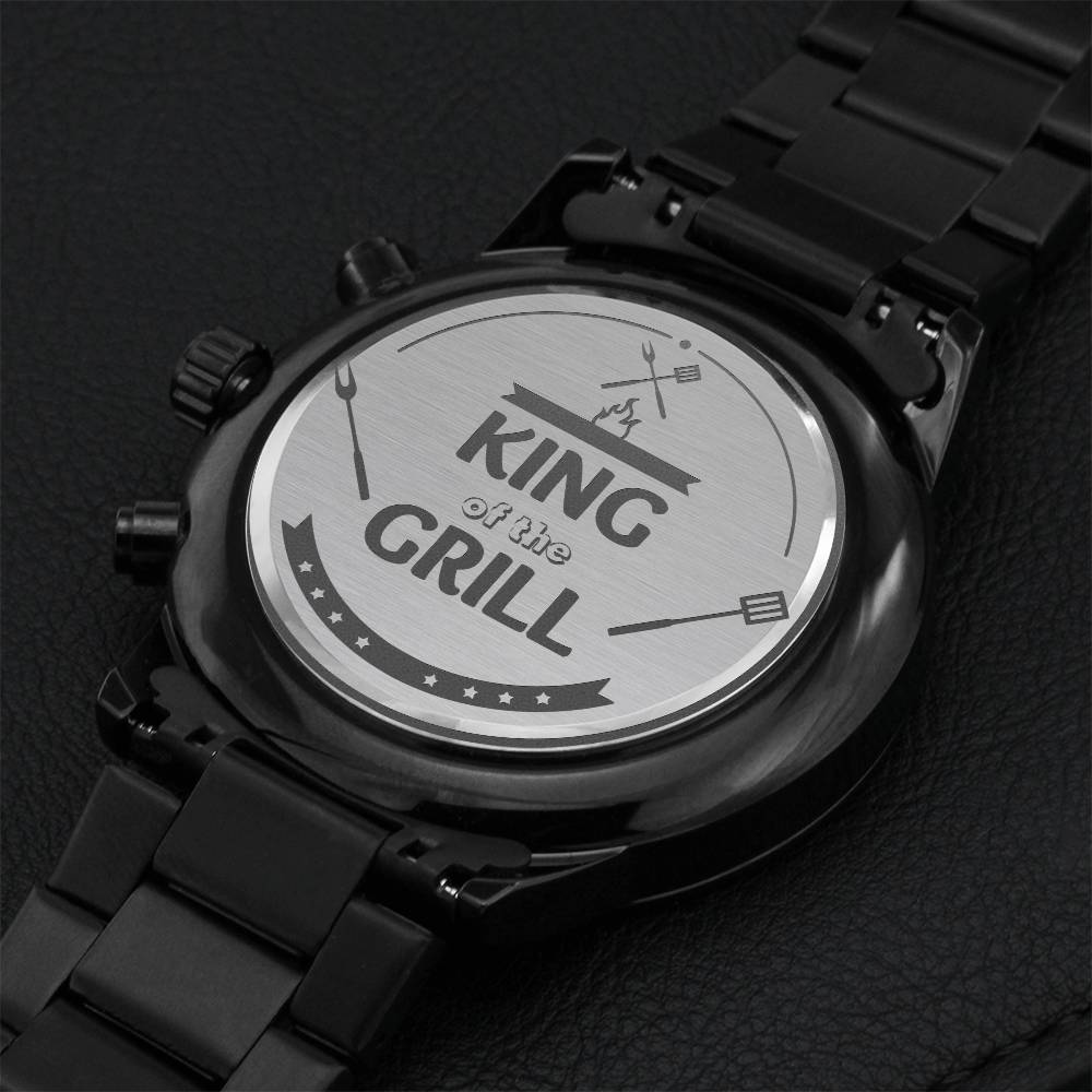King Of The Grill Engraved Watch Engraving Chronograph Watch